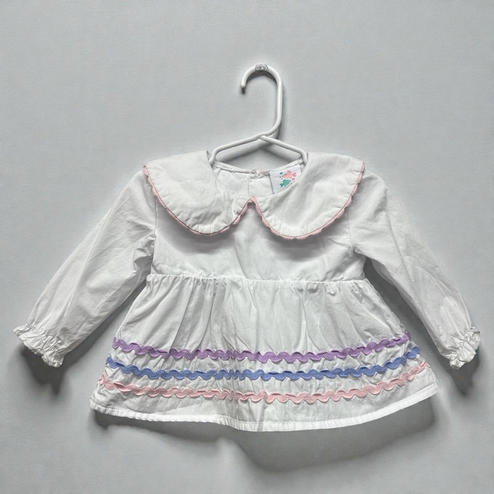 Stitchy‎ Fish Girls 18 Month White Long Sleeve Ric Rac Blouse